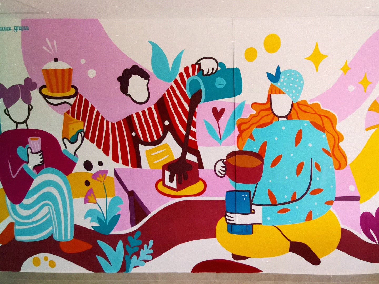 Mural en cafetería cerca de la universidad surcolombiana